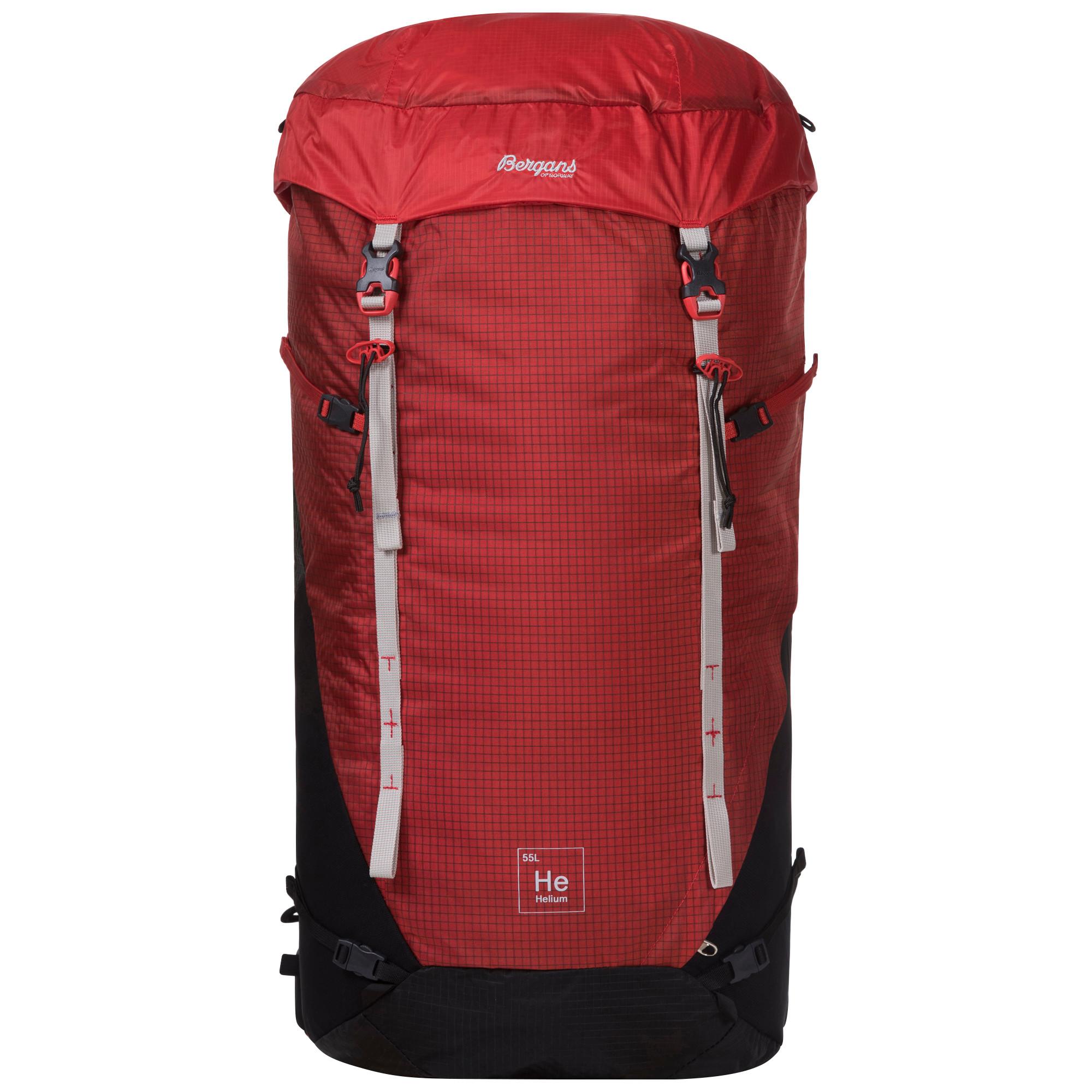 Bergans Helium V5 55 liter tursekk i rød/svart