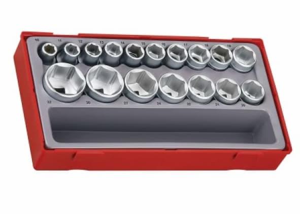 17 deler pipesett. Med ½ ``firkantfeste Teng Tools TT1217/TT1217-6