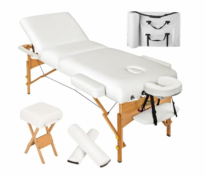 3-sone Massasjebenk 10 cm + Ruller + Krakk â Hvit