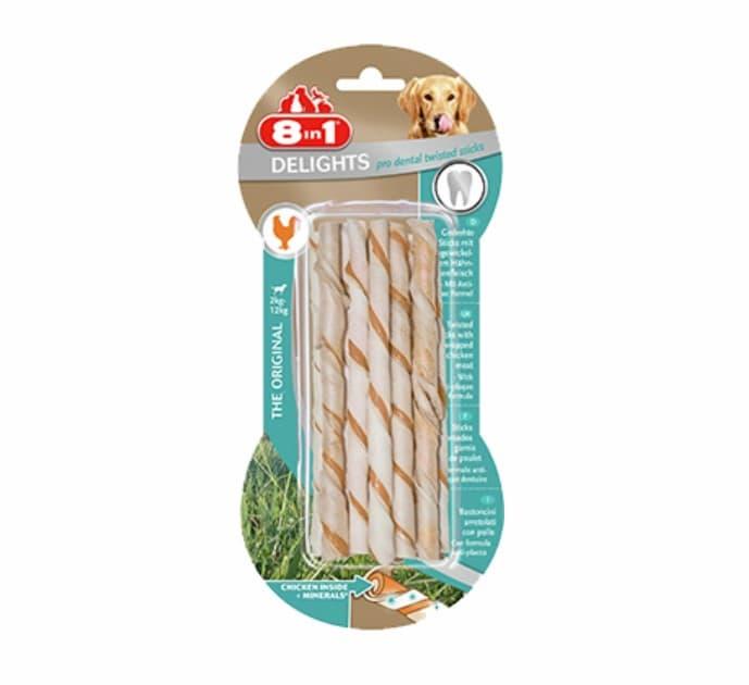 8 in 1 Delights Pro Dent Twisted Sticks 1 pakke