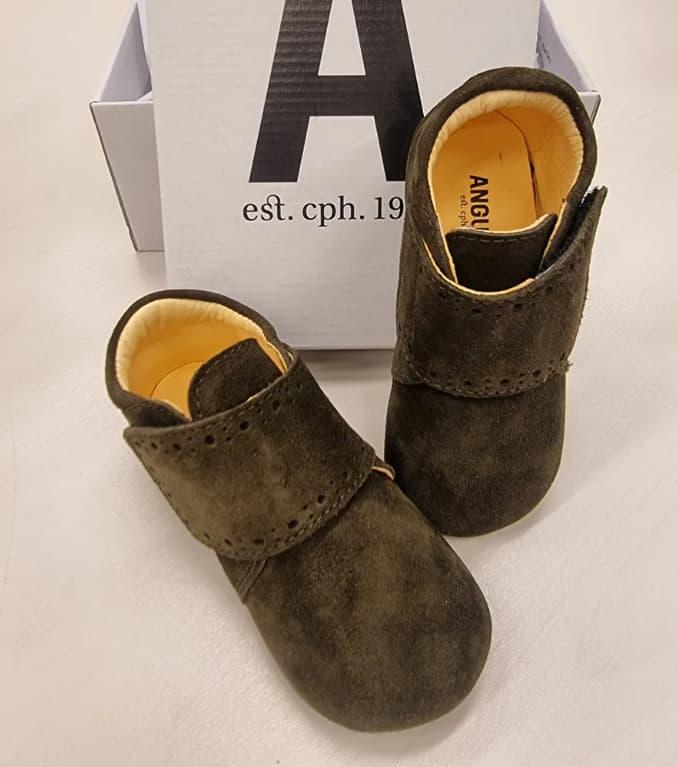 Angulus tøffel i semsket skinn, dark olive