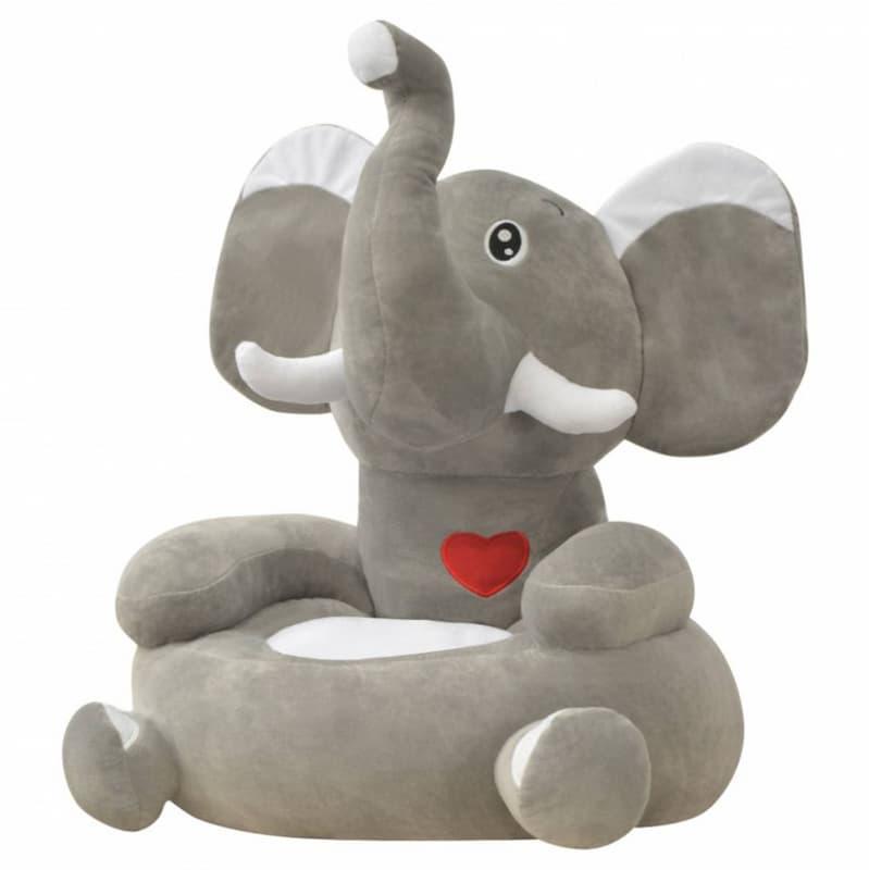 Barnestol Plysj, Elefant Grå