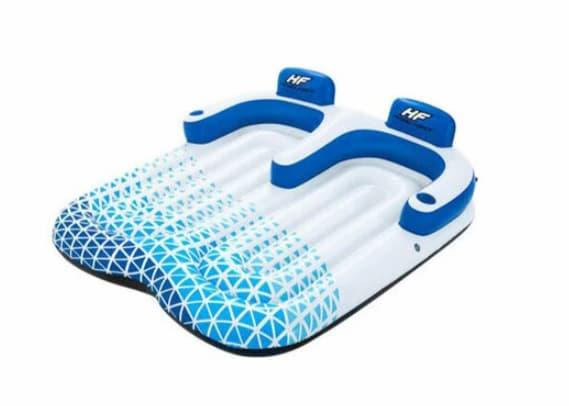 Bestway Hydro-Force Indigo Wave Double Lounge Flytemadrass, Blå/Hvit