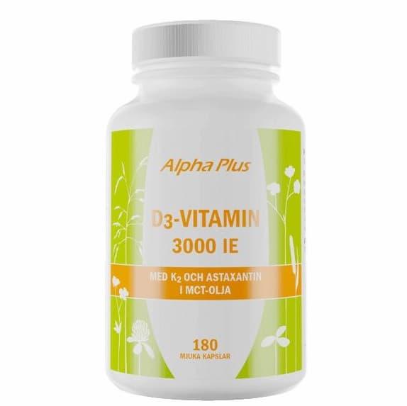 D3-vitamin 3000 IE + K2, 180 kapsler