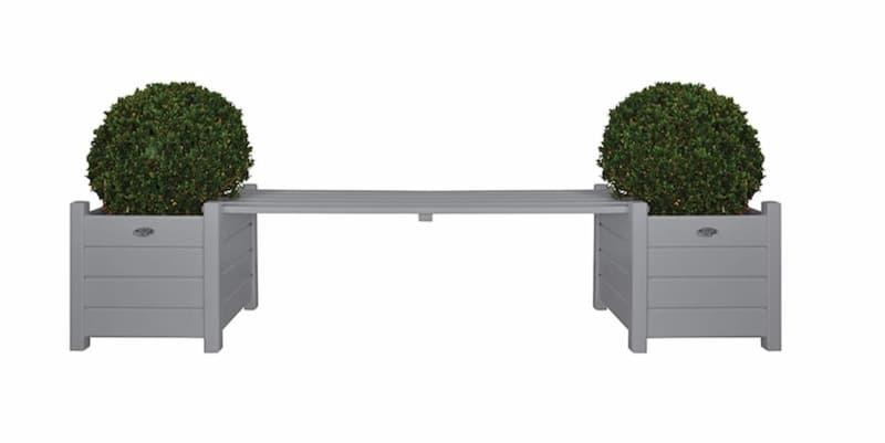 Esschert Design Blomsterkasser med bro benk grå CF33G