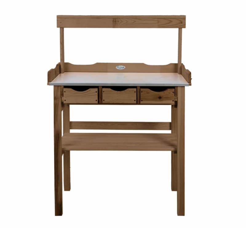 Esschert Design Plantebord med skuff og stativ, brun