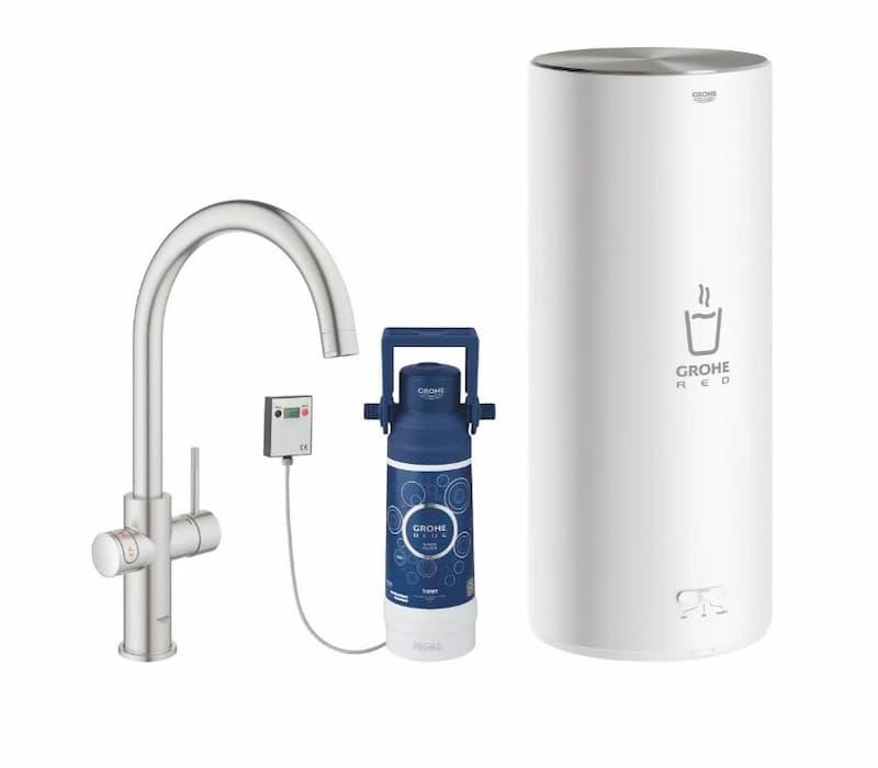 Grohe Red Duo Kjøkkenarmatur med C-tut & 5,5 liters kjele, rustfritt stål