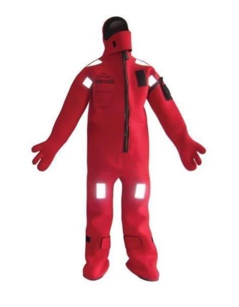 Overlevelsesdrakt test - rød overlevelsesdrakt med integrert flyteelement
