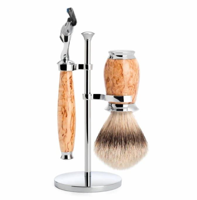 Mühle Purist Barbersett i karelsk bjørk – Fusion