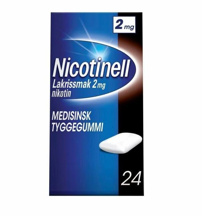 Nicotinell 2 mg tyggegummi lakris 24 stk