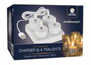 Oppladbart LED-Telyssett 4pk med lader