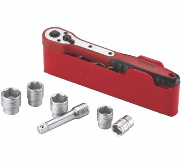 Pipenøkkelsett med 3/8`` firkantfeste Teng Tools M3812N1