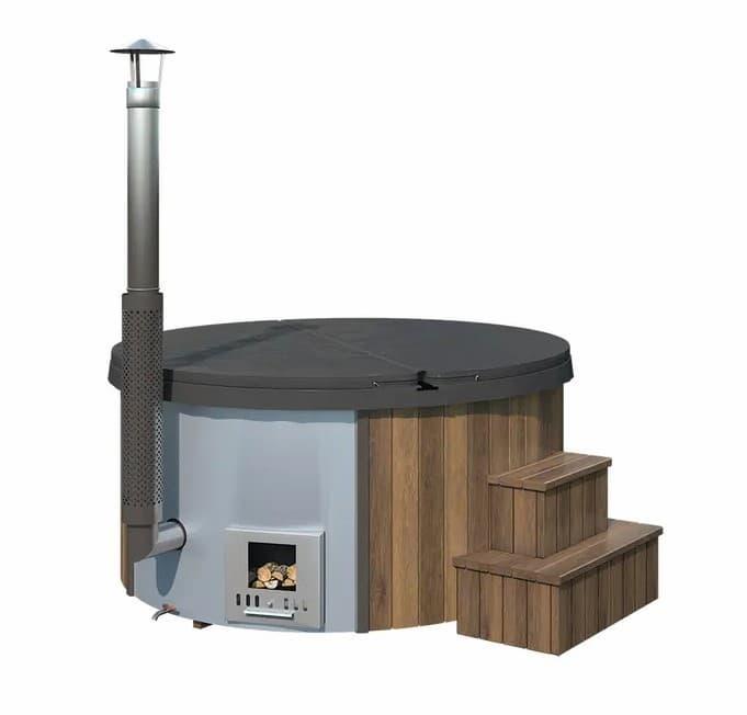 Vedfyrt badestamp test - badestamp i tre med vedovn i hagen