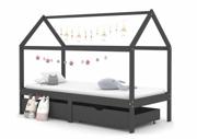 Sengeramme for barn, med skuffer – 90x200 cm – mørkegrå