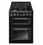 Smeg Victoria Gasskomfyr med 2 ovner 60 cm, Svart