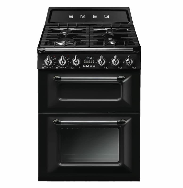 Smeg Victoria Gasskomfyr med 2 ovner 60 cm, Svart