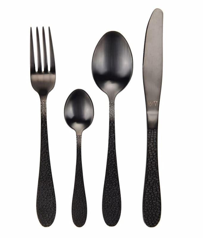 Vargen & Thor Onyx Bestikksett 16 deler, Svart
