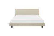 Brook vannseng 180x200 cm i beige stoff med bred sengegavl og svarte ben
