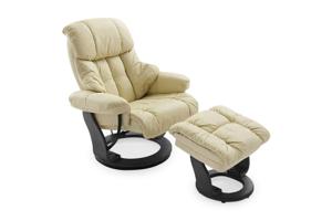 Recliner stol test 2026 – Calgary Reclinerlenestol i beige stoff med fotskammel