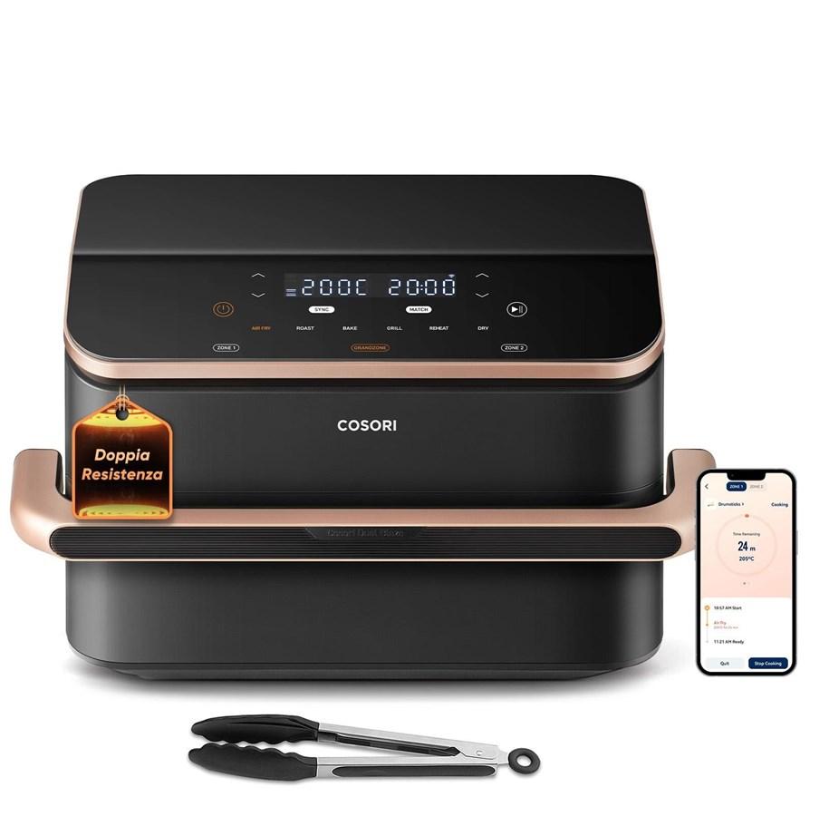 Cosori Dual Blaze TwinFry Chef Edition airfryer på 10 liter i svart med roségull-detaljer