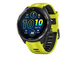 Garmin Forerunner 965 47 mm i svart med Amp Yellow/Black silikonband – flaggskip-løperklokken med AMOLED, safirglass og titanramme