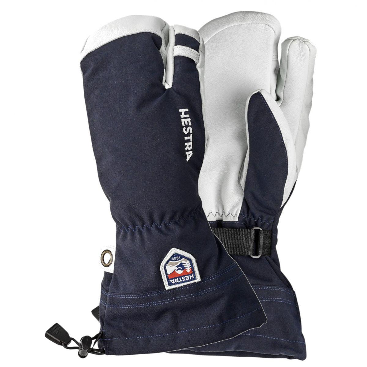 Hestra Army Leather Heli 3-Finger, Skihansker, Marin