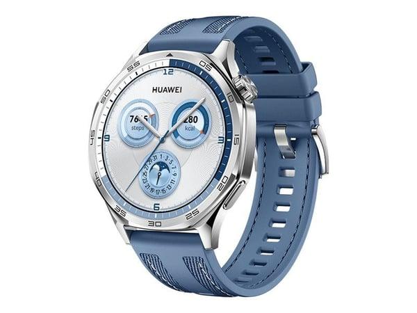 Huawei Watch GT 5 46mm i blå med vevd nylon-stropp, rustfritt stål-kabinett, 1,43" AMOLED-display og 14-dagers batteritid