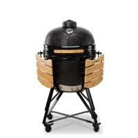 Kamadogrill test - Kamado Bono Grande 23 tommer i sort keramikk på jernstativ med sidebord