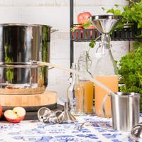 Saftkoker test - saftkoker i rustfritt stål med glasslokk og tappeslange