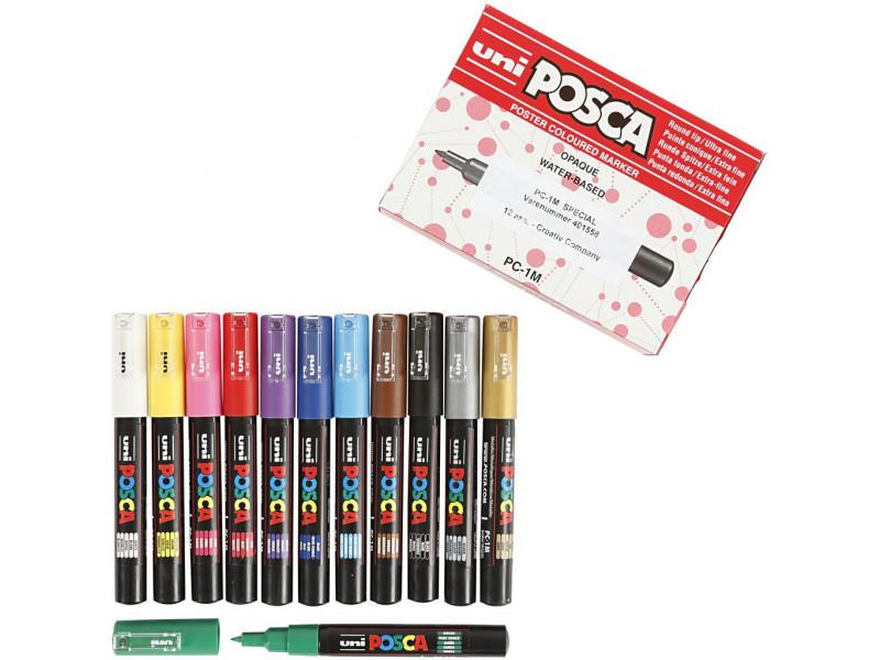 Posca PC-1M Extra Fine 12-pack Ass. Farger