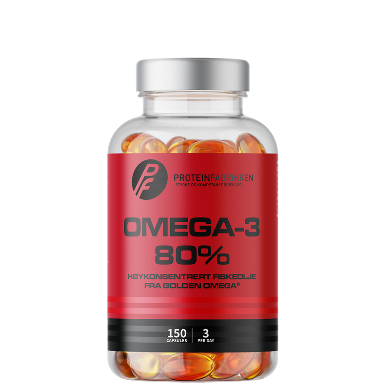 Proteinfabrikken Omega-3 80 % høykonsentrert fiskeolje, 150 kapsler