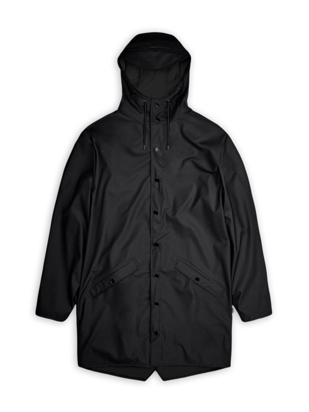 Rains Long Jacket regnjakke i svart