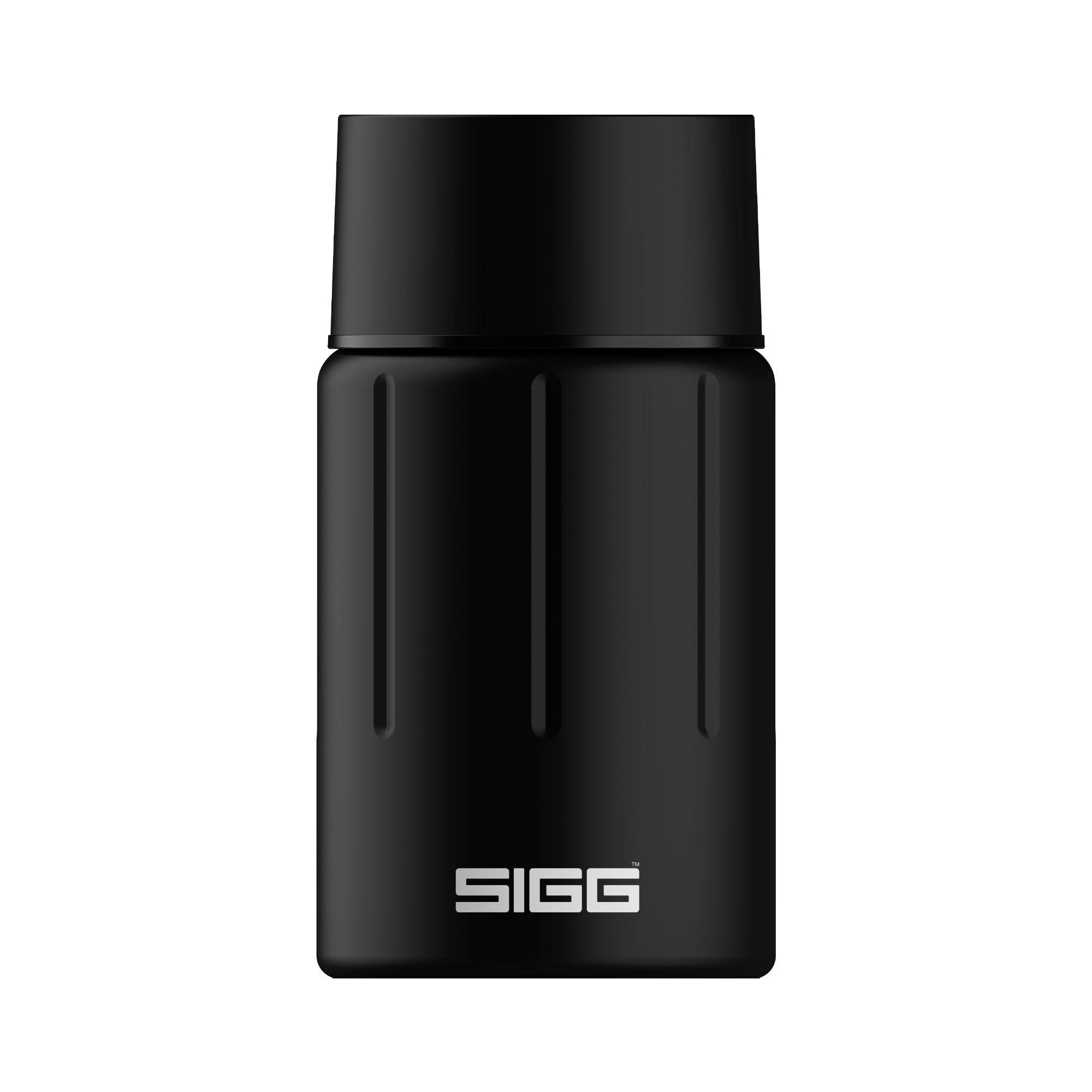 SIGG Gemstone Food Jar 0,75 liter i matt sort rustfritt stål med integrert spork