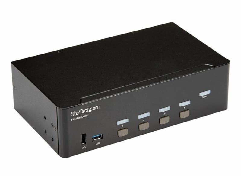 StarTech.com 4 port HDMI Switch – 4K 30Hz – Dual Display – KVM/Audio/USB Switch – 4 ports – rack-mountable