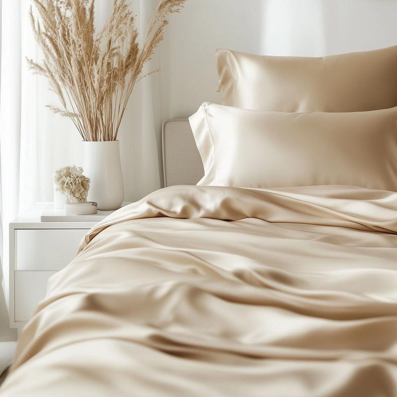 Stille beige bambus sengesett i 100% bambusviskose