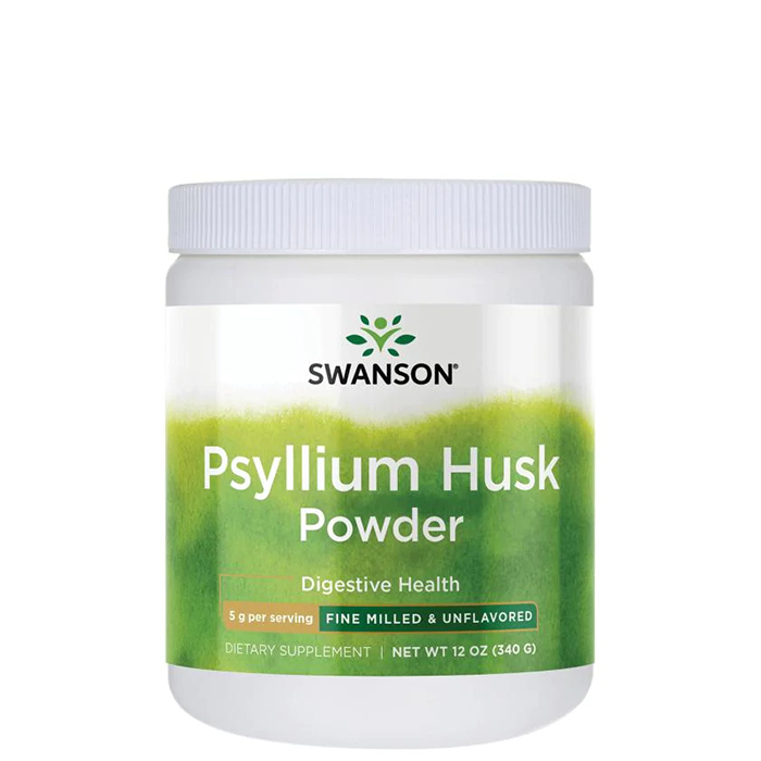 Swanson Psyllium Husk Powder, finmalt loppefrøskallpulver i boks på 340 g
