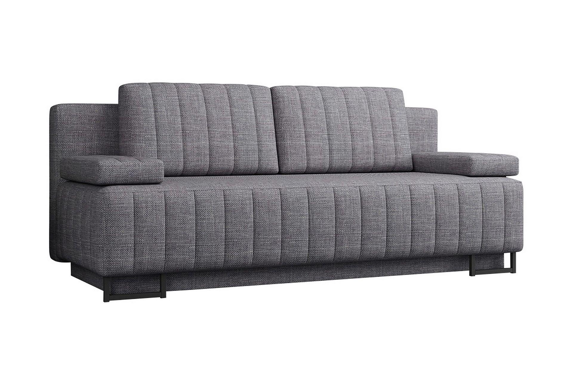 Bonsall 3-seter sovesofa i grått stoff med metallben