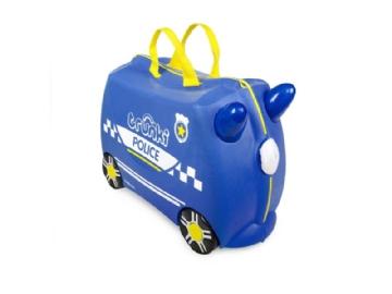 Trunki Percy Politibil barnekoffert som barnet kan sitte pÄ og trille