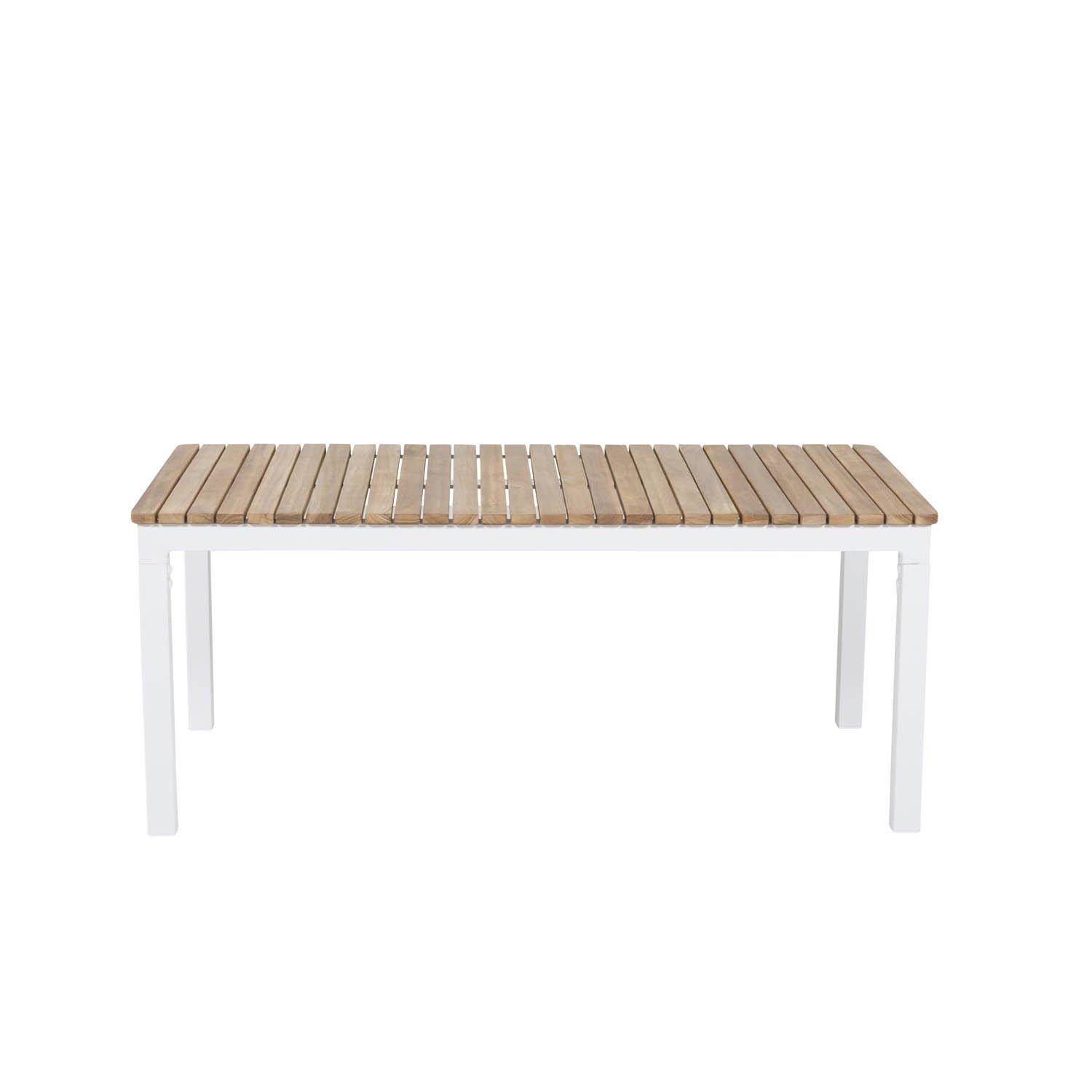 VENTURE DESIGN rektangulĂŠrt Brasilia hagebord - naturlig teak og hvit aluminium (110x60)