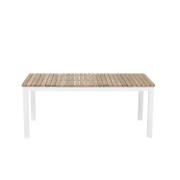 VENTURE DESIGN rektangulært Brasilia hagebord - naturlig teak og hvit aluminium (110x60)