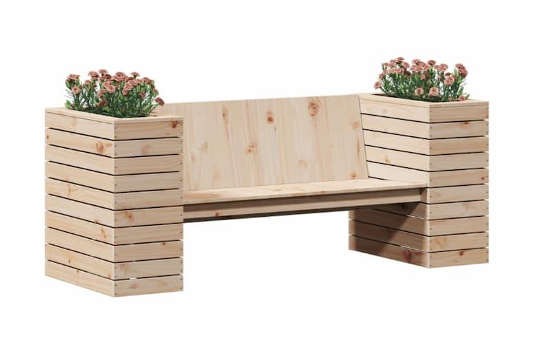 vidaXL Benk med plantekasser 167,5x60x65 cm heltre furu