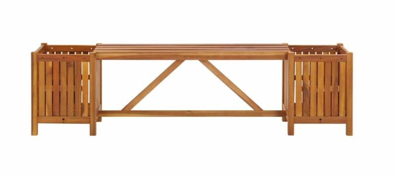 vidaXL Hagebenk med 2 plantekasser 150x30x40 cm heltre akasie