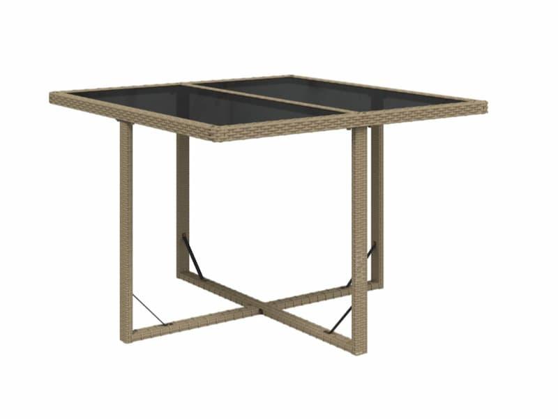 vidaXL Hagebord beige 109x107x74 cm polyrotting og glass