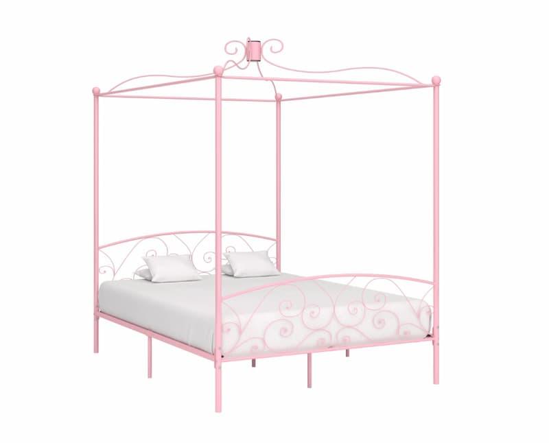 vidaXL Himmelsengeramme rosa metall 180x200 cm