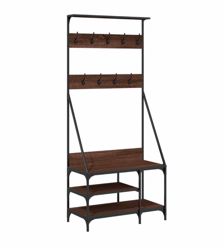 vidaXL Klesstativ med skooppbevaring brun eik 80x40x184 cm