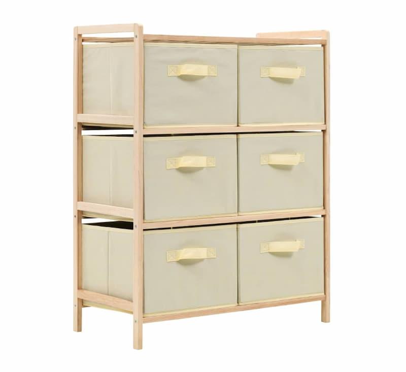 vidaXL Oppbevaringshylle med 6 stoffkurver sedertre beige