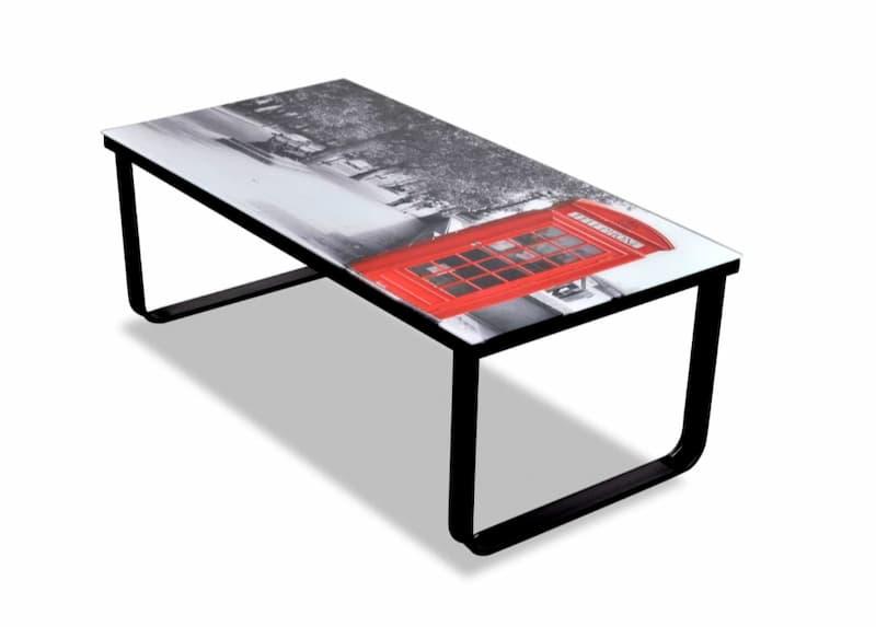 vidaXL Salongbord med telefonkiosk-print – glassplate