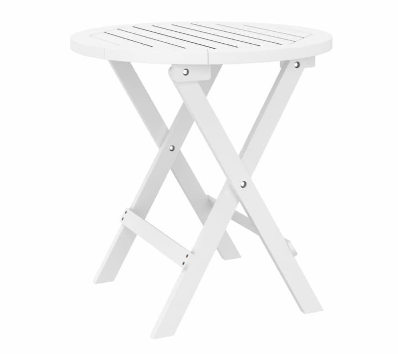 vidaXL Sammenleggbart hagebord, hvit, Ø 46 cm, heltre akasie