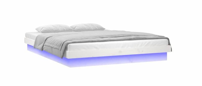 vidaXL Sengeramme med LED hvit 160x200 cm heltre
