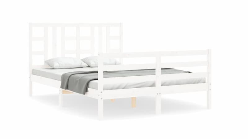 vidaXL Sengeramme med hodegavl hvit 140x200 cm heltre